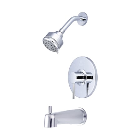Pioneer Industries Single Handle Tub and Shower Trim Set, Wallmount, Polished Chrome T-4MT111